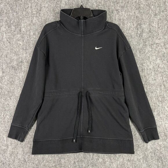 Nike Sweater Womens M High‎ Neck Tie Waist Dri-Fit Get Fit Fleece Training - Picture 1 of 9